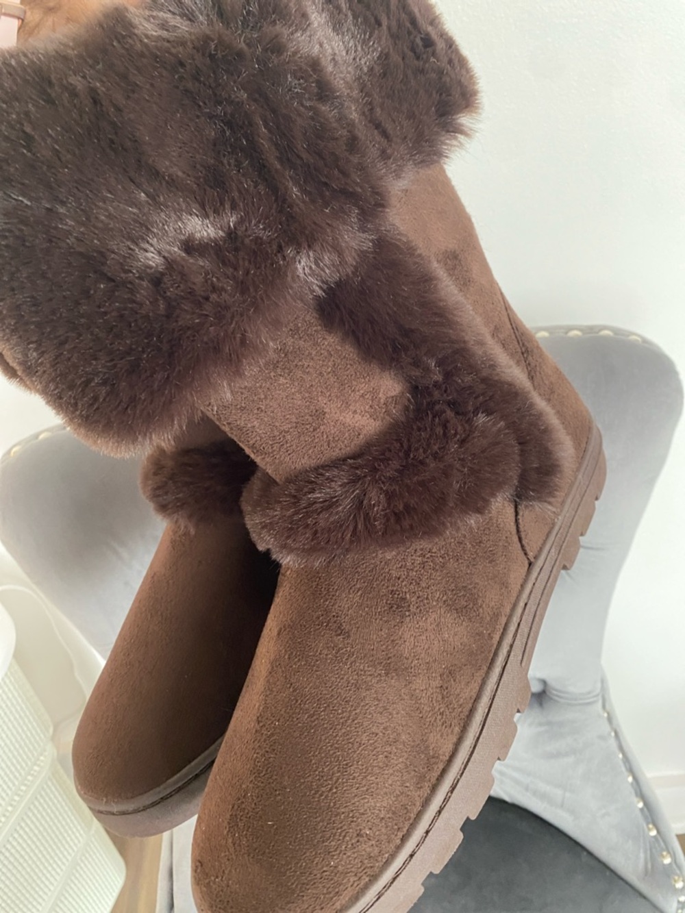 NWT Style & Co. Dark Brown Faux-Fur Fold-Over Winter Boots